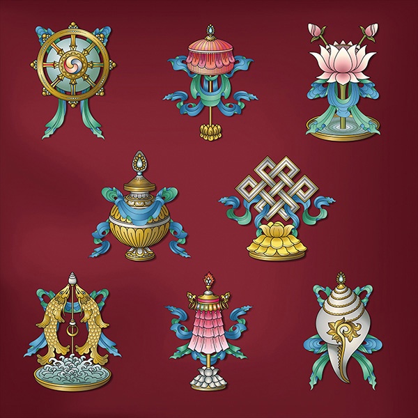 Die acht glückverheissenden Symbole aus dem Buddhismuss