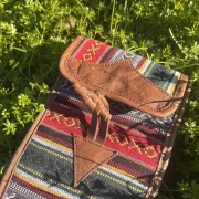 Flötentasche | Baumwollstoff & Leder | 68 cm