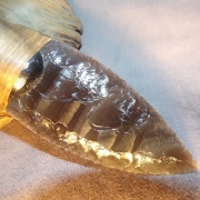 Kräutermesser aus Obsidian mit Springbockhorngriff (18 cm)
