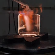 Alchemie Kristallklangkelch mit rotem Achat im Griff | F#4 (+0) in 432 Hz