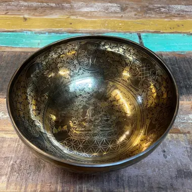 Klangschale mit weisser Tara | ø 29.5 cm | Ton ~ B | Siderischer Mond  (105,4 Hz)