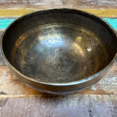 Klangschale mit Medizin Buddha | ø 25 cm | Ton ~ C# | Venus (138,59 Hz)