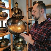 Klangschale mit Shri Yantra | ø 24.5 cm | Ton ~ B (H) | Chiron (120,25 Hz)