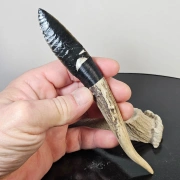Obsidianmesser von Kenny Hull | Handgefertigt | Hirschhorngriff