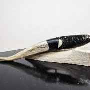 Obsidianmesser | Handgefertigt aus Hirschhorngriff & schwarzer Obsidian