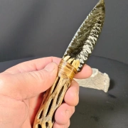 Obsidianmesser | Handgefertigt aus  Kaktusgriff & Goldsheen Obsidian