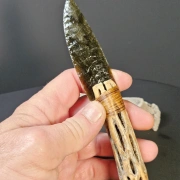 Obsidianmesser | Handgefertigt aus  Kaktusgriff & Goldsheen Obsidian