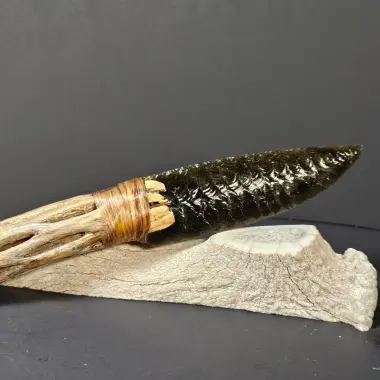 Obsidianmesser | Handgefertigt aus  Kaktusgriff & Goldsheen Obsidian