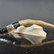 Obsidianmesser | Handgefertigt aus Hirschhorn & Smokey Glass Obsidian