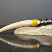 Obsidianmesser | Handgefertigt aus Hirschhorn & Smokey Charcoal Obsidian