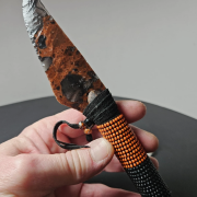Rot Schwarz Obsidianmesser mit Perlen | Handgefertigtes Unikat