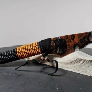 Rot Schwarz Obsidianmesser mit Perlen | Handgefertigtes Unikat