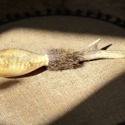 Schamanische Rohautrassel aus Rinderhaut mit Rehhorngriff