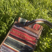 Flötentasche | Baumwollstoff & Leder | 51 cm