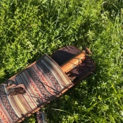 Flötentasche | Baumwollstoff & Leder | 58 cm