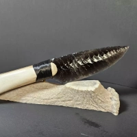 Obsidianmesser von Kenny Hull | Handgefertigt | Hirschhorngriff