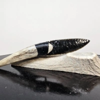 Obsidianmesser von Kenny Hull | Handgefertigt | Hirschhorngriff