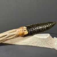 Obsidianmesser | Handgefertigt aus  Kaktusgriff & Goldsheen Obsidian