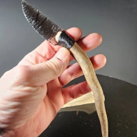 Obsidianmesser | Handgefertigt aus Hirschhorn & Smokey Glass Obsidian
