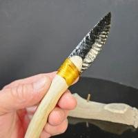 Obsidianmesser | Handgefertigt aus Hirschhorn & Smokey Charcoal Obsidian