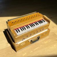 "Radha" Reise Koffer Harmonium mit 3¼ Oktaven | Teakholz | 440 & 432 Hz