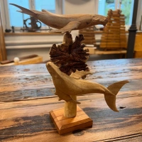 Skulptur aus Holz | 2 Buckelwale